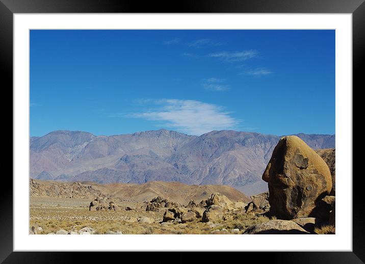 Alabama Hills rocks and view, California Framed Mounted Print by Claudio Del Luongo