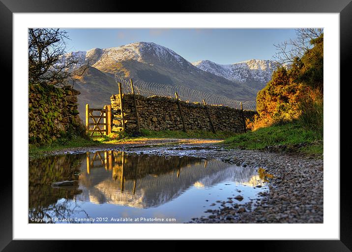 Puddle Lane Little Langdale Framed Mounted Print by Jason Connolly