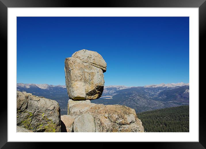 Rocks, Sierra Nevada and Edison Lake in the distan Framed Mounted Print by Claudio Del Luongo