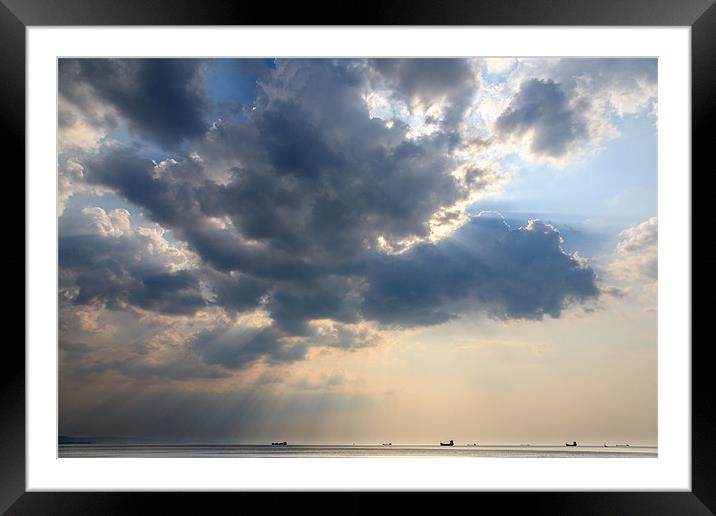 Sunrays scattered by clouds over Trieste Bay Framed Mounted Print by Ian Middleton