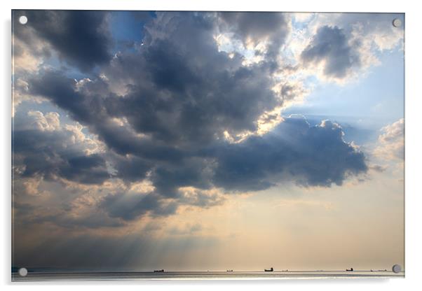 Sunrays scattered by clouds over Trieste Bay Acrylic by Ian Middleton