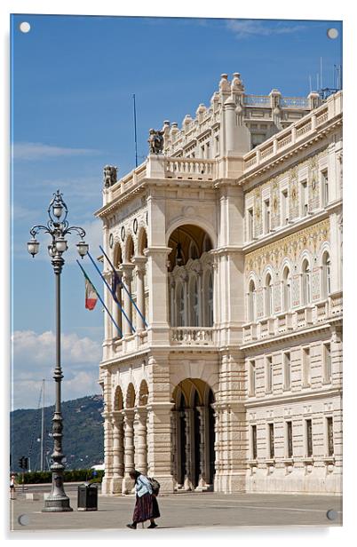 Piazza unita ditalia, Trieste Acrylic by Ian Middleton