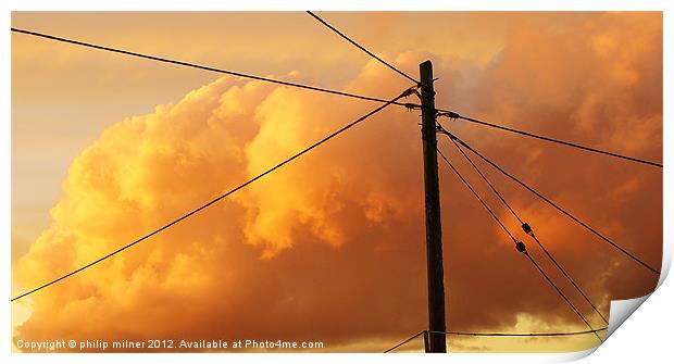 Angry Sky Through The Wires Print by philip milner