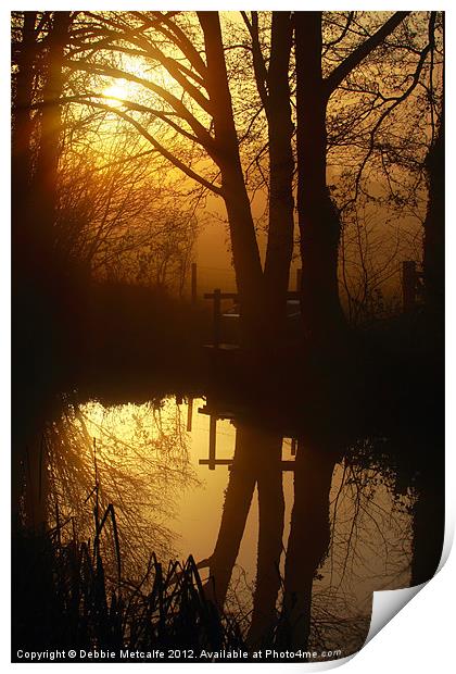 Sunrise with reflections Print by Debbie Metcalfe