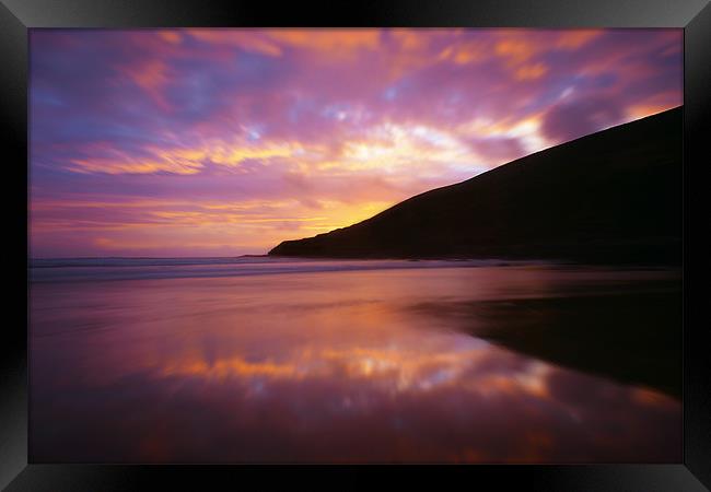 Saunton Sands Sunset Framed Print by John Dickson