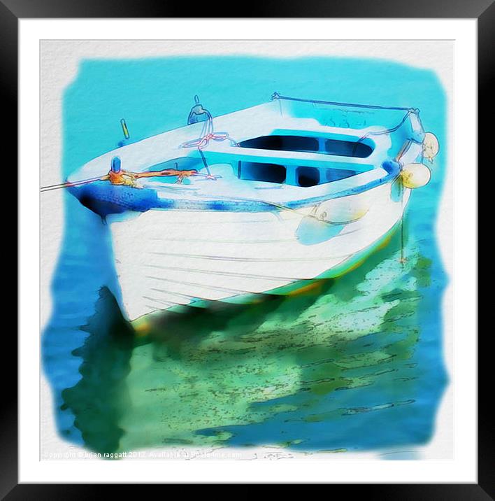 Little Greek fishing Boat Framed Mounted Print by Brian  Raggatt