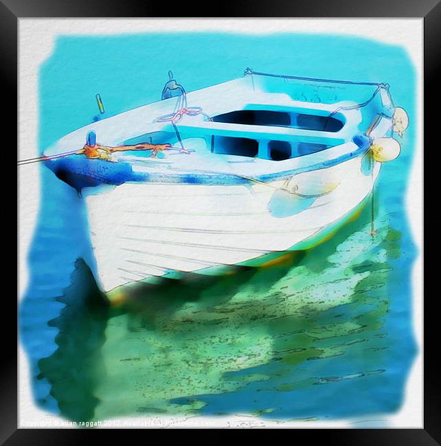 Little Greek fishing Boat Framed Print by Brian  Raggatt