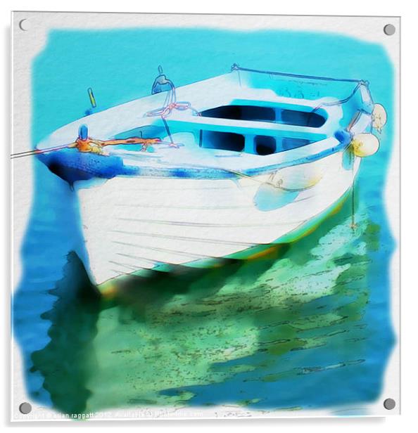 Little Greek fishing Boat Acrylic by Brian  Raggatt