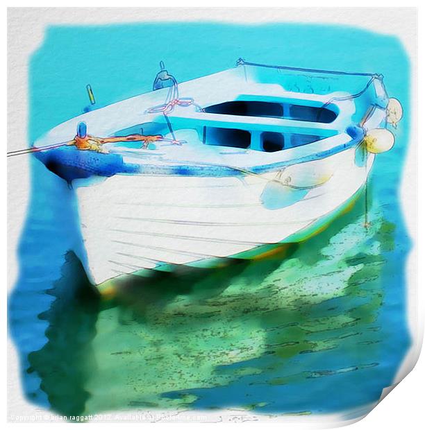 Little Greek fishing Boat Print by Brian  Raggatt