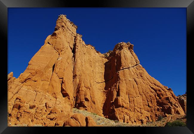 Kodachrome rocks under blue sky, Utah Framed Print by Claudio Del Luongo