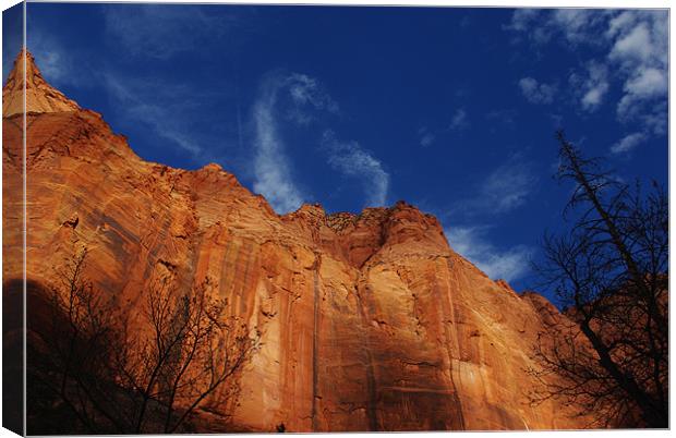 Gigantic rock wall, Kolob Canyon, Zion, Utah Canvas Print by Claudio Del Luongo