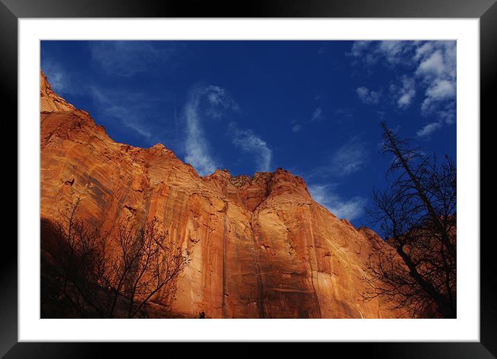 Gigantic rock wall, Kolob Canyon, Zion, Utah Framed Mounted Print by Claudio Del Luongo