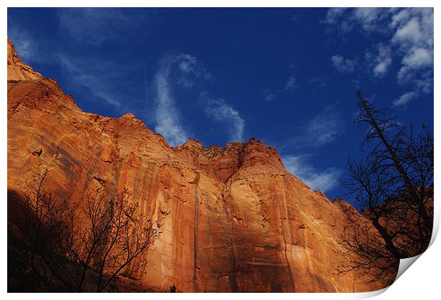 Gigantic rock wall, Kolob Canyon, Zion, Utah Print by Claudio Del Luongo