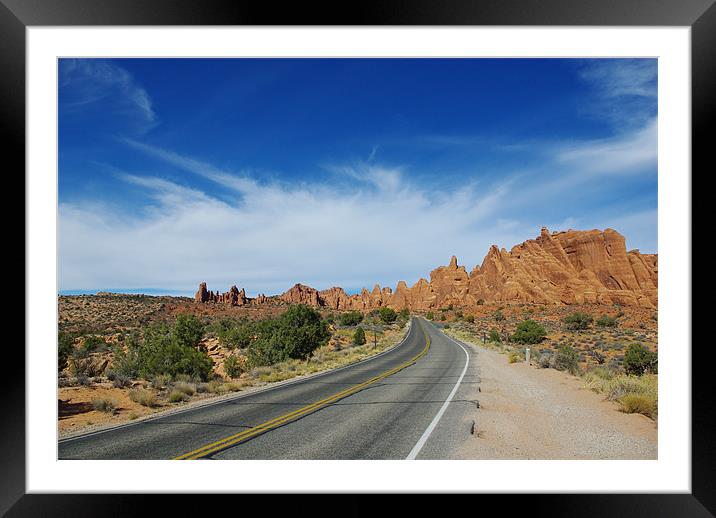 Road through rock wonders, Utah Framed Mounted Print by Claudio Del Luongo