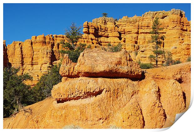 “Smiling” red rock near Losee Canyon, Utah Print by Claudio Del Luongo