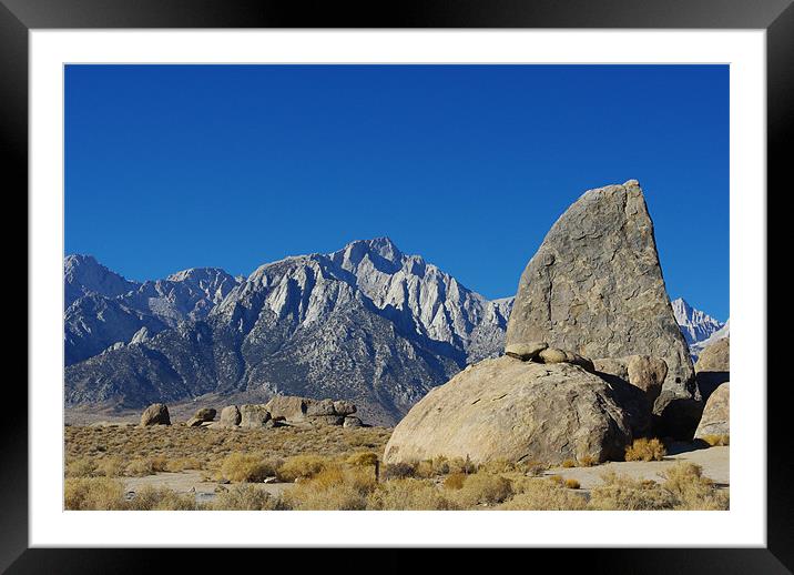 Rocks and Sierra, California Framed Mounted Print by Claudio Del Luongo