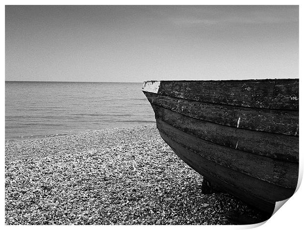 Boat, Beach and Sea Print by Brian Sharland