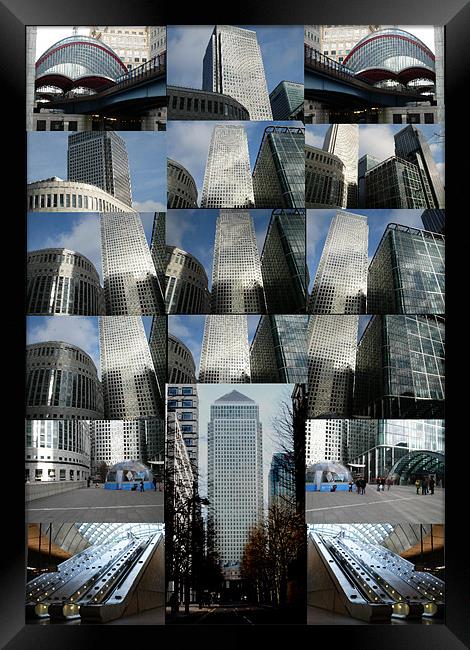 Collage of Canary Wharf docklands London Framed Print by David French