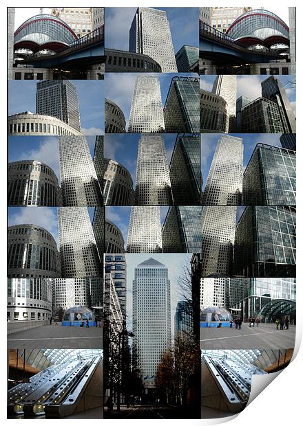 Collage of Canary Wharf docklands London Print by David French