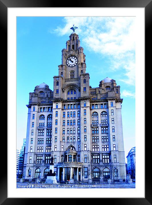 Iconic Royal Liver Building Framed Mounted Print by John Wain