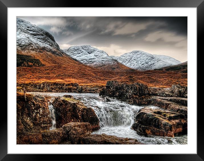 Glen Etive Waterfall Framed Mounted Print by Aj’s Images