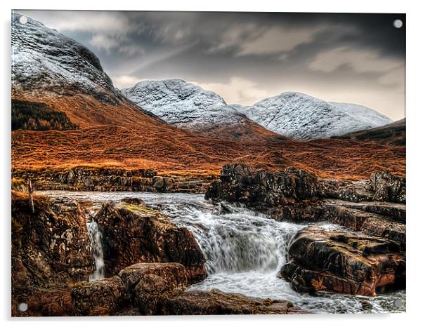 Glen Etive Waterfall Acrylic by Aj’s Images