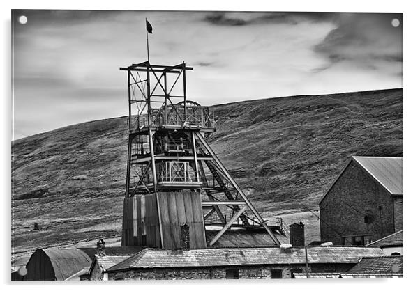 Big Pit Colliery Monochrome Acrylic by Steve Purnell