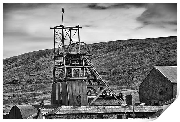 Big Pit Colliery Monochrome Print by Steve Purnell