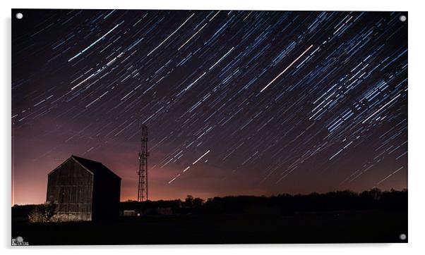 Star trails in Detling. Acrylic by Alex Tenters