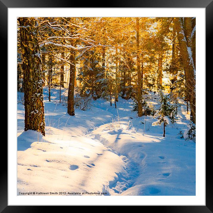 Path through winter woods Framed Mounted Print by Kathleen Smith (kbhsphoto)