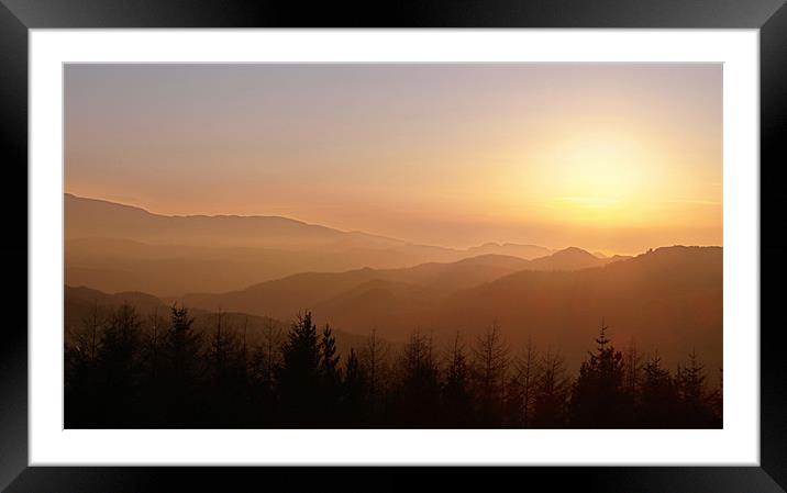 Sunset over welsh mountains  Framed Mounted Print by Mark Chadwick