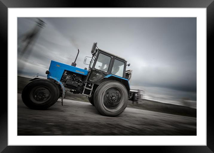 Flyng Tractor Framed Mounted Print by Vladas Briedis
