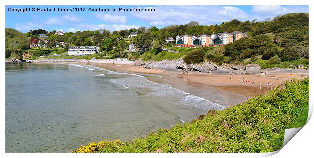 Caswell Bay Print by Paula J James