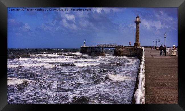 Along The Harbour Wall Whitby Framed Print by Trevor Kersley RIP