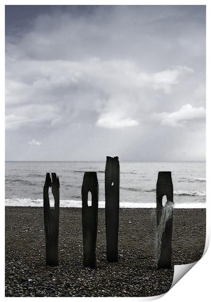 Pett Level Sea Defences Print by Brian Sharland