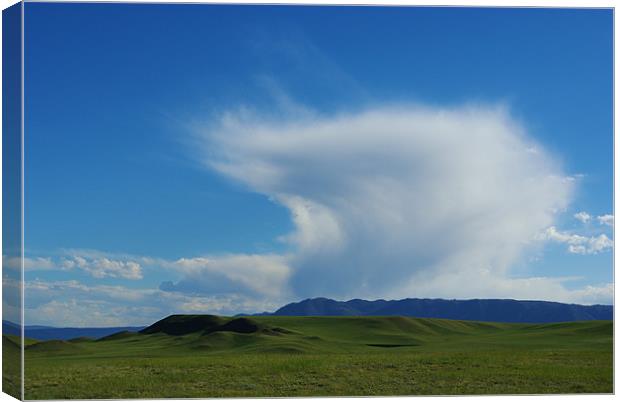Clouds and prairie near Laramie, Wyoming Canvas Print by Claudio Del Luongo
