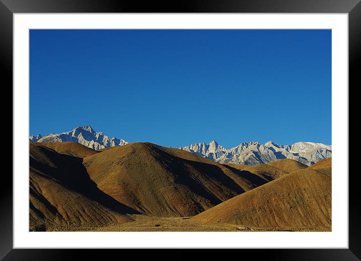 Sierra Nevada behind brown hills Framed Mounted Print by Claudio Del Luongo