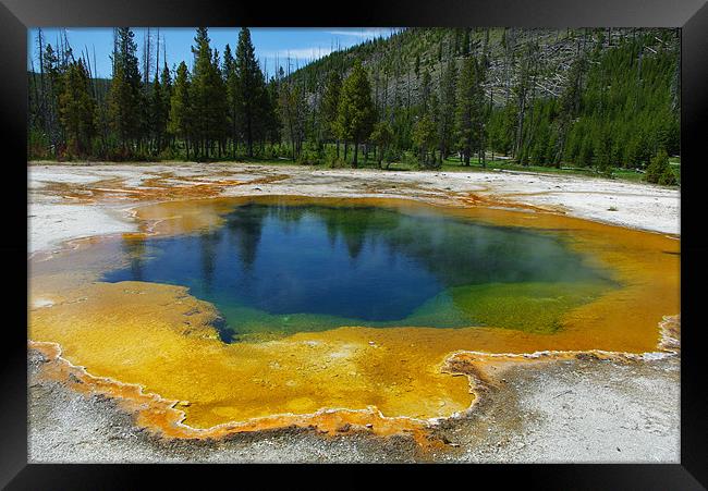 Multicoloured hot pool, Yellowstone Framed Print by Claudio Del Luongo