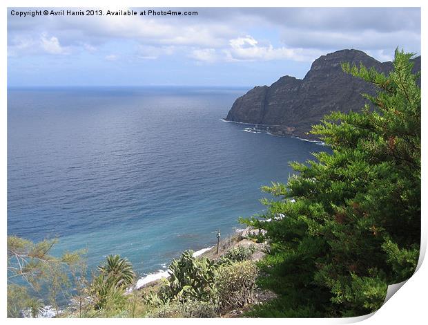 Sea View from La Gomera Print by Avril Harris