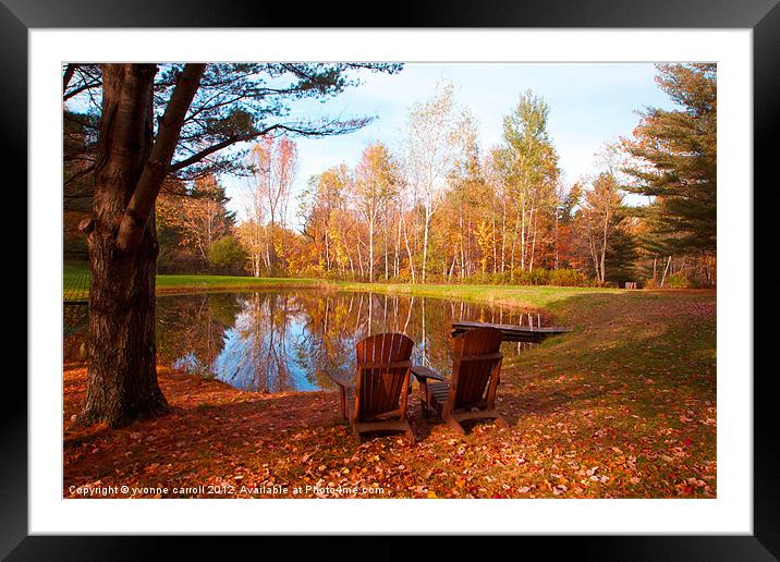 Autumn deck chairs Framed Mounted Print by yvonne & paul carroll