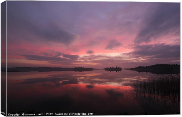 Sunset over Lake of Menteith Canvas Print by yvonne & paul carroll