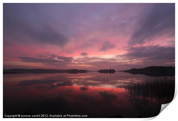 Sunset over Lake of Menteith Print by yvonne & paul carroll