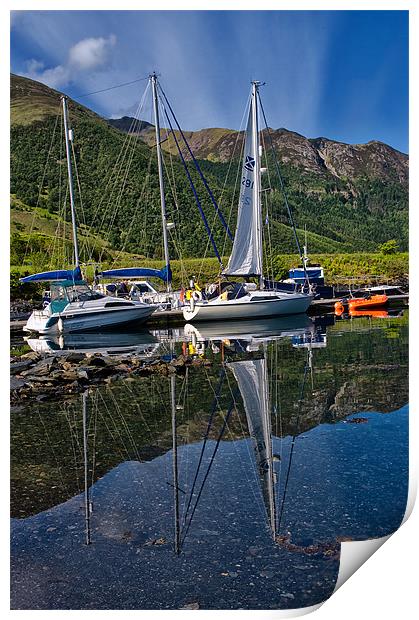 Boat Reflections Ballachulish Print by Jacqi Elmslie