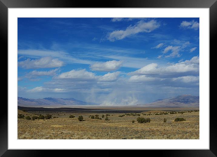 Sand storm near Austin, Nevada Framed Mounted Print by Claudio Del Luongo