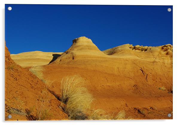 Orange hills and blue sky Acrylic by Claudio Del Luongo