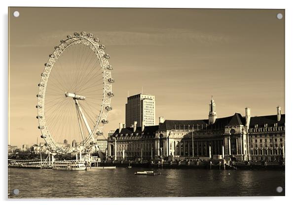 The London Eye Cityscape Acrylic by Paula Guy