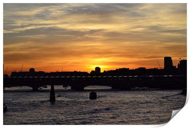 Sunset on Southwark Bridge Print by Phil Robinson