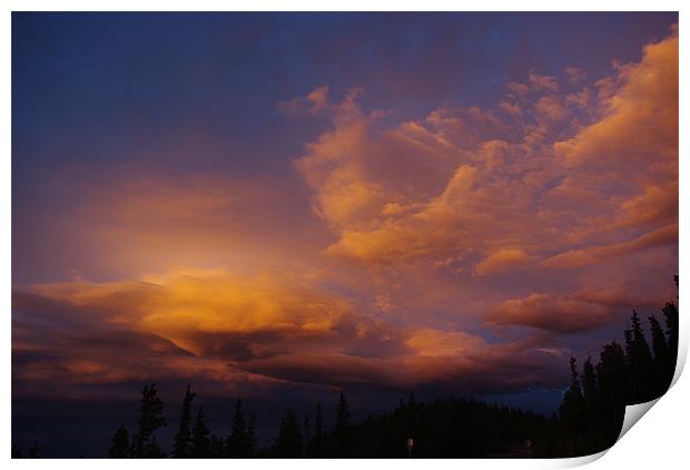 Colourful evening clouds, Rocky Mountains, Colorad Print by Claudio Del Luongo