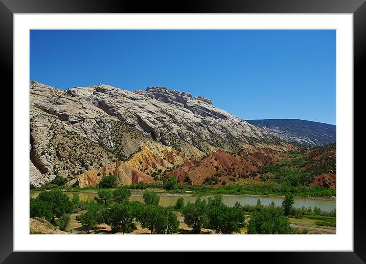 Multicolored river valley, Wyoming Framed Mounted Print by Claudio Del Luongo