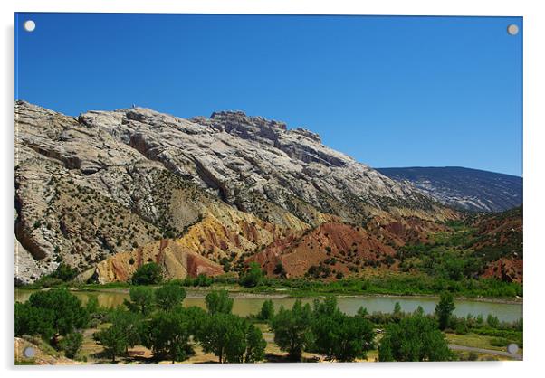 Multicolored river valley, Wyoming Acrylic by Claudio Del Luongo